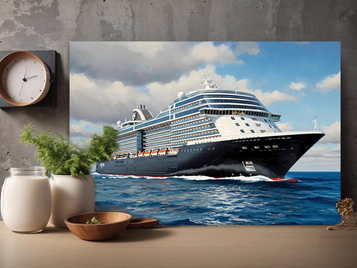 Kreuzfahrtschiff auf hoher See , Bild auf Leinwand,