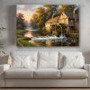 Historische Wassermühle am Herbstbach, Bild auf Leinwand