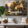 Historische Wassermühle am Herbstbach, Bild auf Leinwand