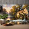 Historische Wassermühle am Herbstbach, Bild auf Leinwand