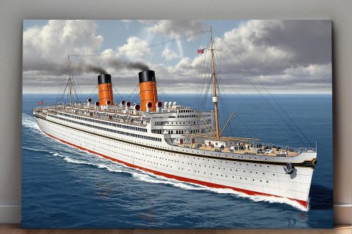 Historisches Passagierschiff auf hoher See , Bild auf Leinwand,