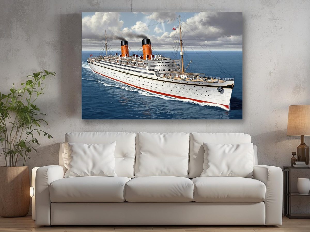 Historisches Passagierschiff auf hoher See , Bild auf Leinwand,