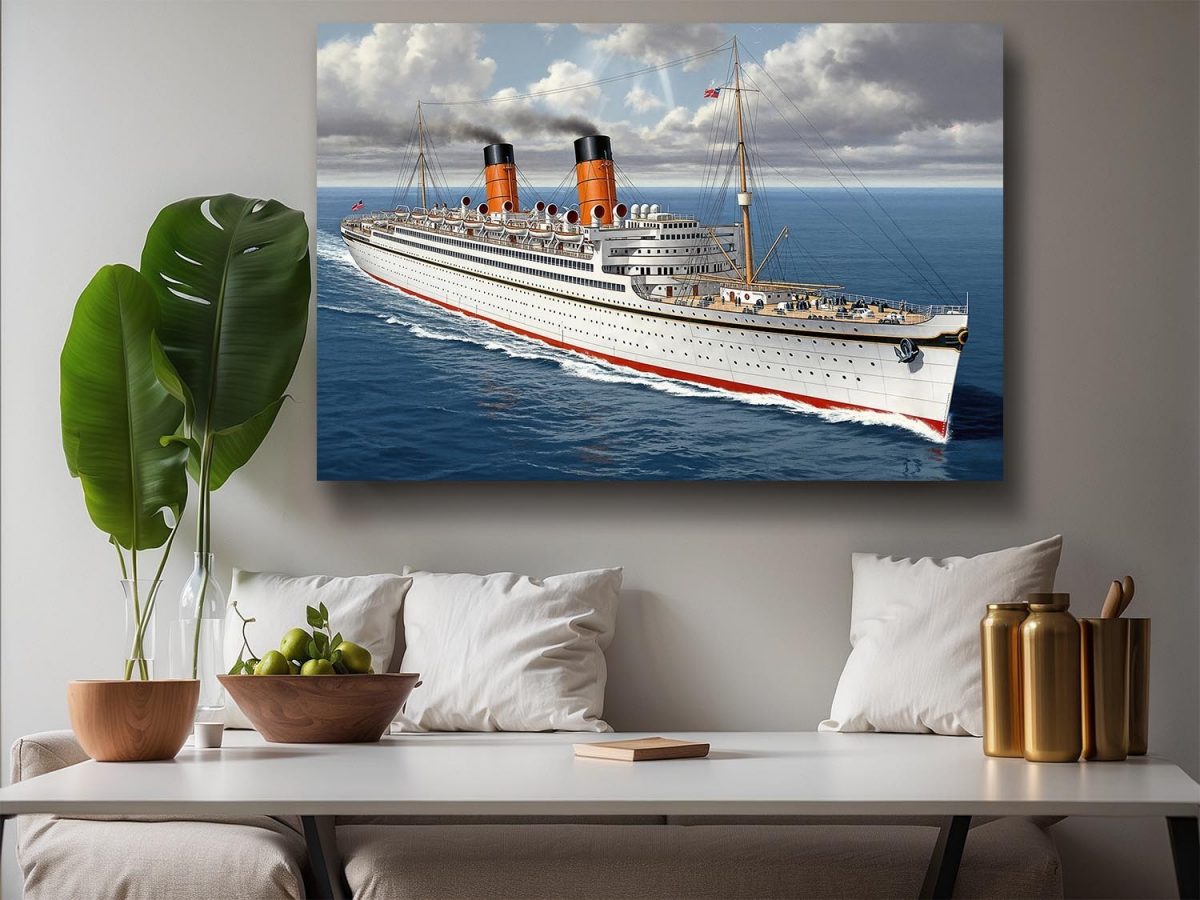 Historisches Passagierschiff auf hoher See , Bild auf Leinwand,
