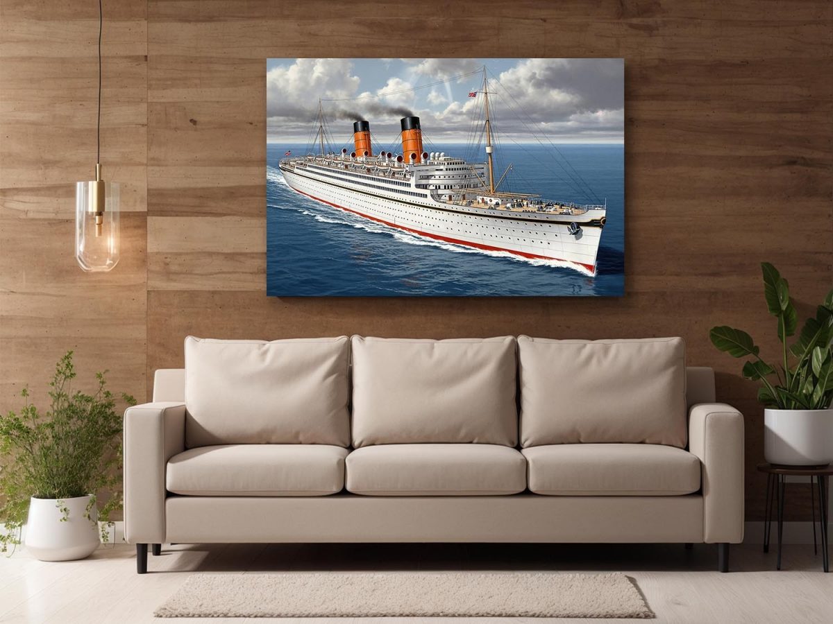 Historisches Passagierschiff auf hoher See , Bild auf Leinwand,