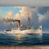 Dampfschiff auf hoher See, Bild auf Leinwand, Frachter