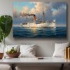 Dampfschiff auf hoher See, Bild auf Leinwand, Frachter