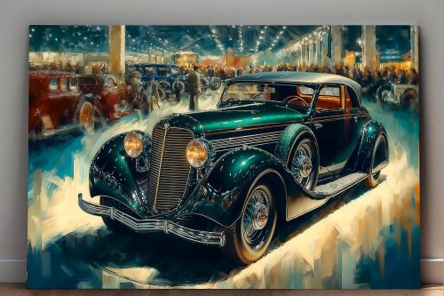 Oldtimer auf einer Autoshow - Bild auf Leinwand