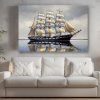 Segelschiff mit Vollbesegelung auf ruhiger See, Bild auf Leinwand