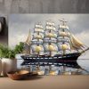 Segelschiff mit Vollbesegelung auf ruhiger See, Bild auf Leinwand