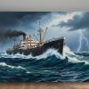 Dampfschiff im Sturm, Bild auf Leinwand, Frachter, Frachtschiff