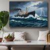 Dampfschiff im Sturm, Bild auf Leinwand, Frachter, Frachtschiff