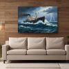 Dampfschiff im Sturm, Bild auf Leinwand, Frachter, Frachtschiff