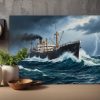 Dampfschiff im Sturm, Bild auf Leinwand, Frachter, Frachtschiff