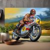 57-757.jpg Klassischer Motorrad-Rennfahrer - Bild auf Leinwand