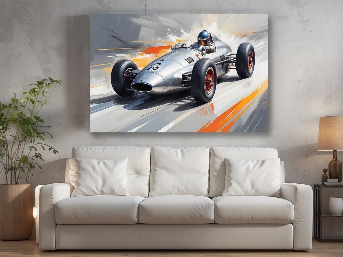 Rennwagen in Fahrt auf dynamischem Hintergrund