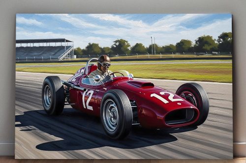 Titel: Historischer Rennwagen auf der Strecke, Bild auf Leinwand