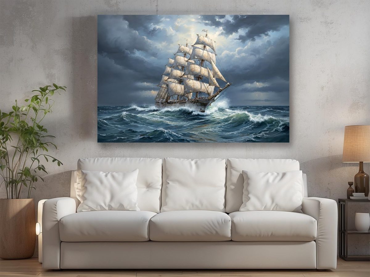 57-769.jpg Segelschiff im Sturm , Bild auf Leinwand,