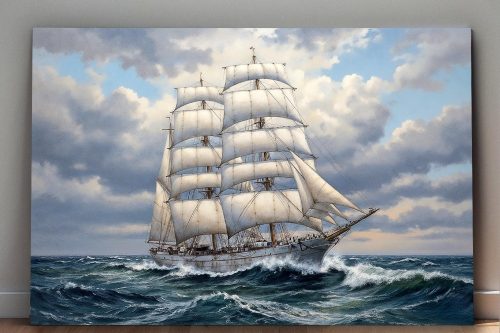 Bark unter Segeln , Bild auf Leinwand, Segelschiff