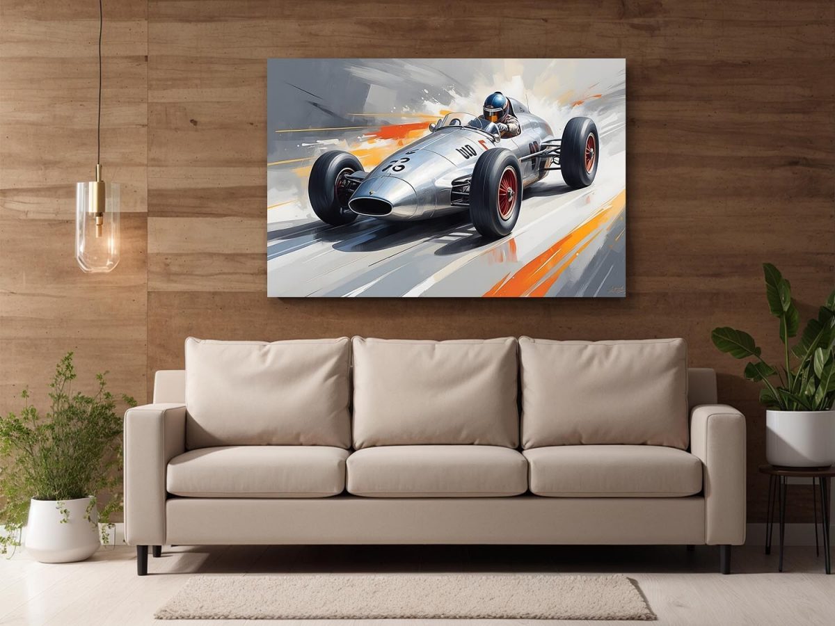 Rennwagen in Fahrt auf dynamischem Hintergrund