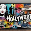 Pop-Art Bild auf Leinwand „Hollywood“ im Schattenfugenrahmen