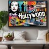 Pop-Art Bild auf Leinwand „Hollywood“ im Schattenfugenrahmen