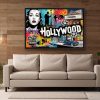 Pop-Art Bild auf Leinwand „Hollywood“ im Schattenfugenrahmen