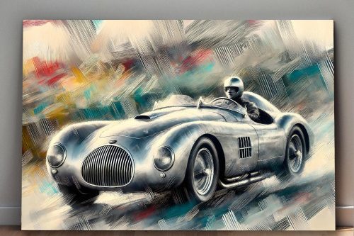 Rennwagen auf abstraktem Hintergrund – Bild auf Leinwand