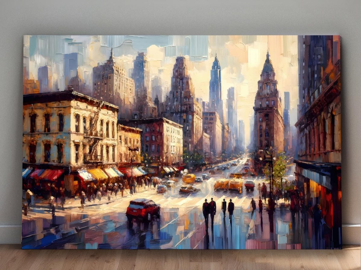 Stadtszene im Impressionismus - New York Street, Bild auf Leinwand
