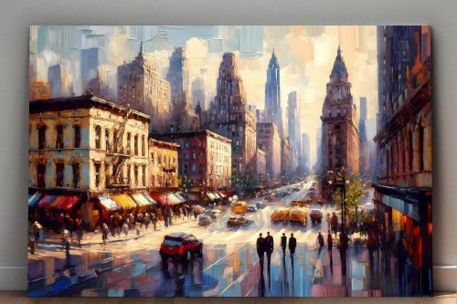 Stadtszene im Impressionismus - New York Street, Bild auf Leinwand