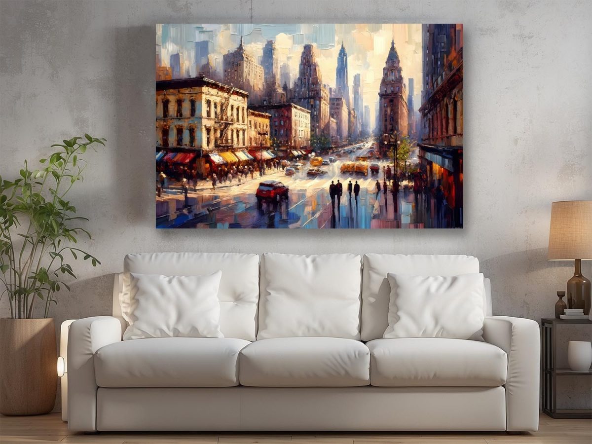 Stadtszene im Impressionismus - New York Street, Bild auf Leinwand