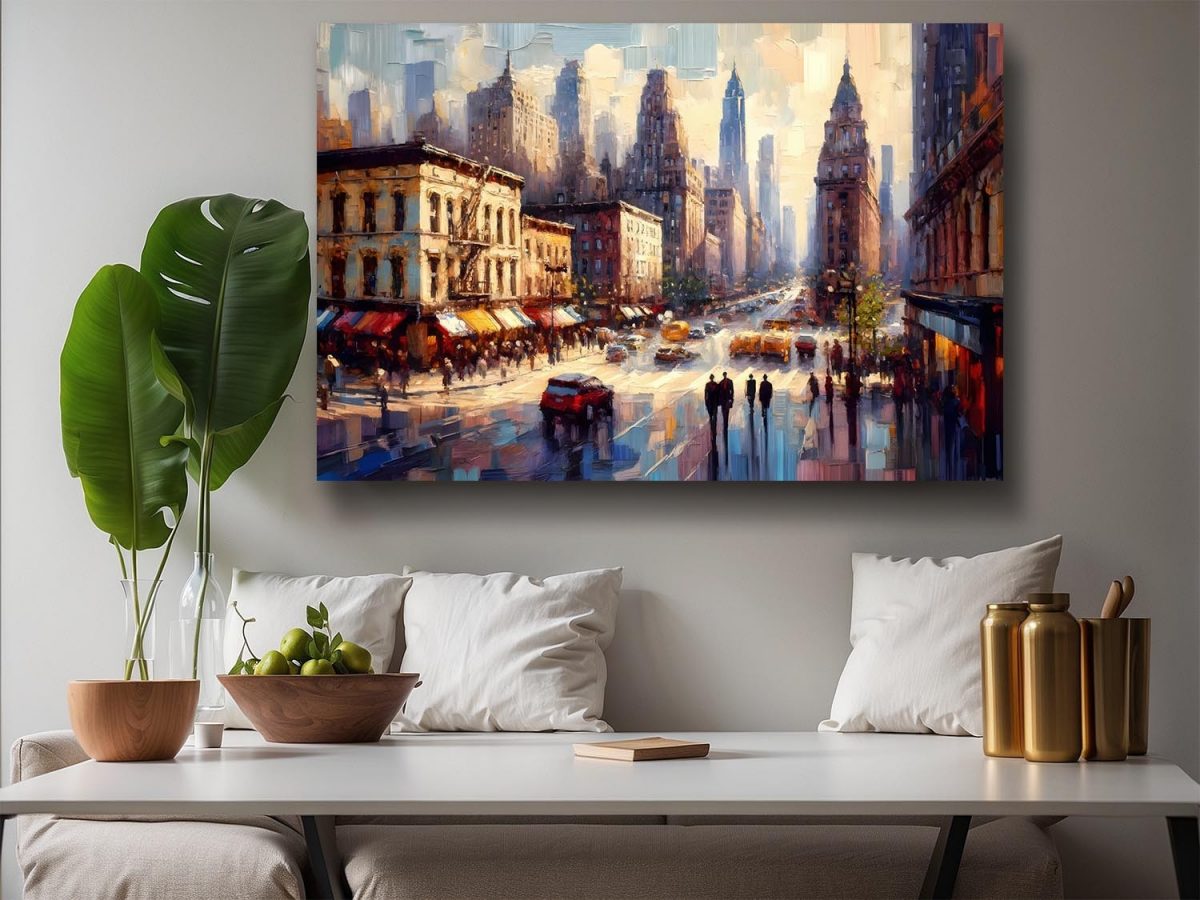 Stadtszene im Impressionismus - New York Street, Bild auf Leinwand