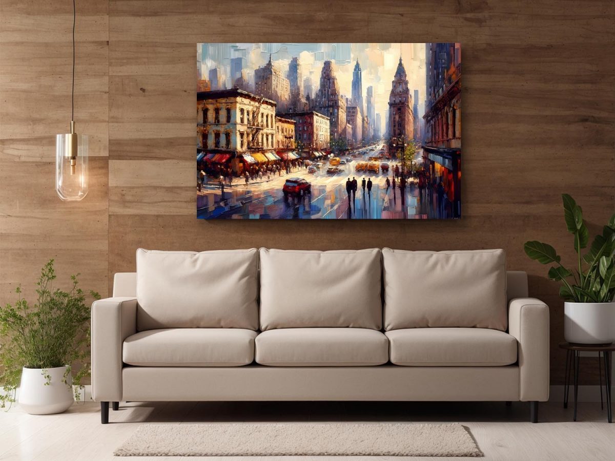 Stadtszene im Impressionismus - New York Street, Bild auf Leinwand