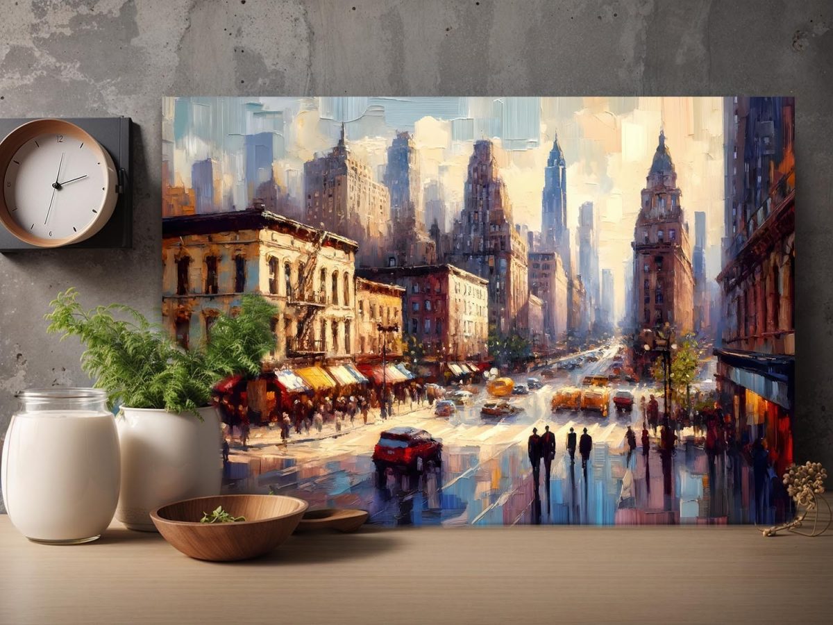 Stadtszene im Impressionismus - New York Street, Bild auf Leinwand