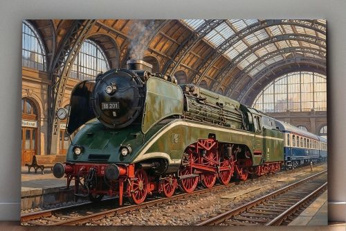 57-823.jpg Dampflok 18 201 im historischen Bahnhof , Bild auf Leinwand