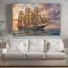 Dreimaster im sanften Abendlicht | Bild auf Leinwand| Segelschiff