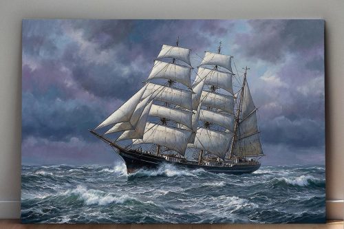 Sturmfahrt des Dreimasters | Bild auf Leinwand | Segelschiff