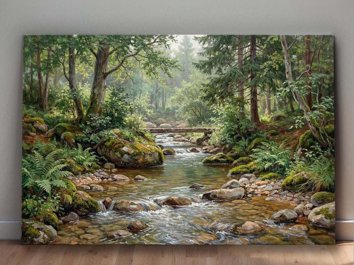 57-859.jpg Waldbach im Morgenlicht, Bild auf Leinwand