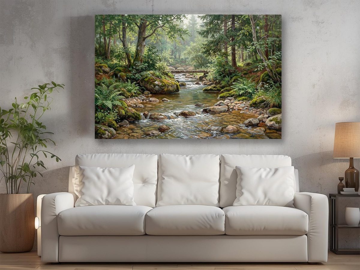 57-862.jpg Waldbach im Morgenlicht, Bild auf Leinwand