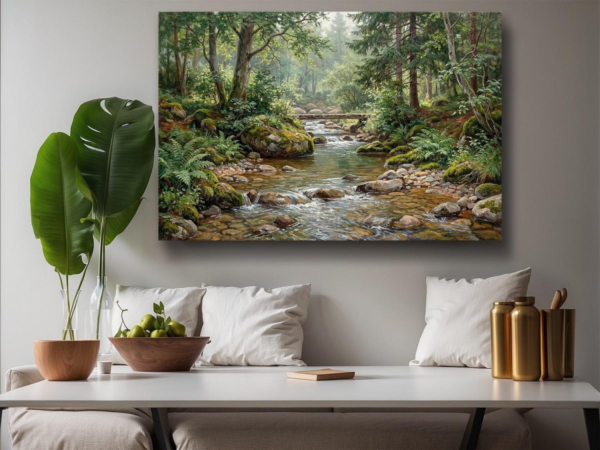 57-864.jpg Waldbach im Morgenlicht, Bild auf Leinwand