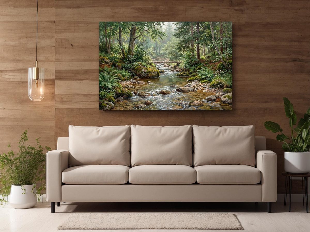 57-866.jpg Waldbach im Morgenlicht, Bild auf Leinwand