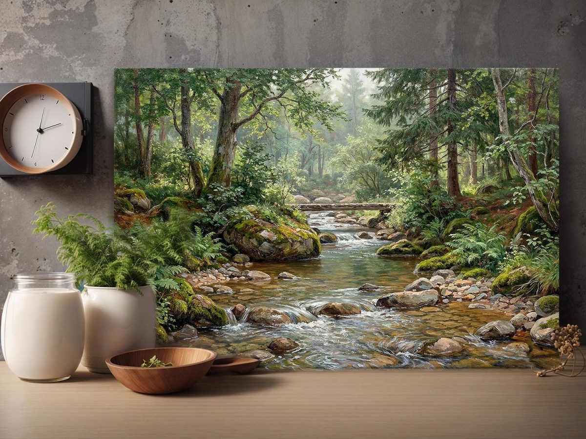 57-867.jpg Waldbach im Morgenlicht, Bild auf Leinwand