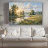 Flusslandschaft im Abendlicht - Harmonisches Bild auf Leinwand