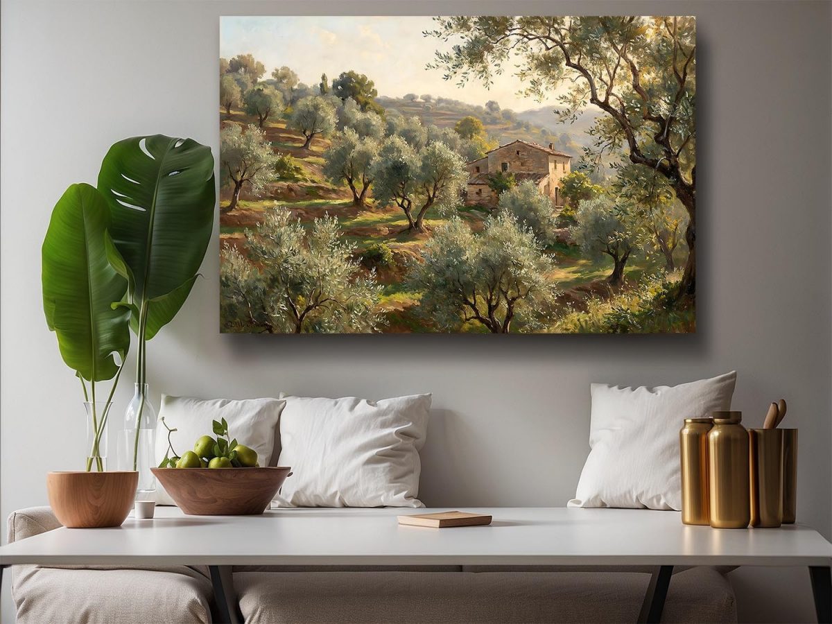 57-890.jpg Olivenhain im warmen Abendlicht - Harmonisches Bild auf Leinwand