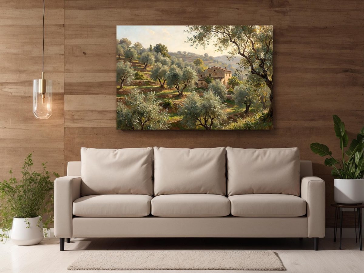 57-891.jpg Olivenhain im warmen Abendlicht - Harmonisches Bild auf Leinwand