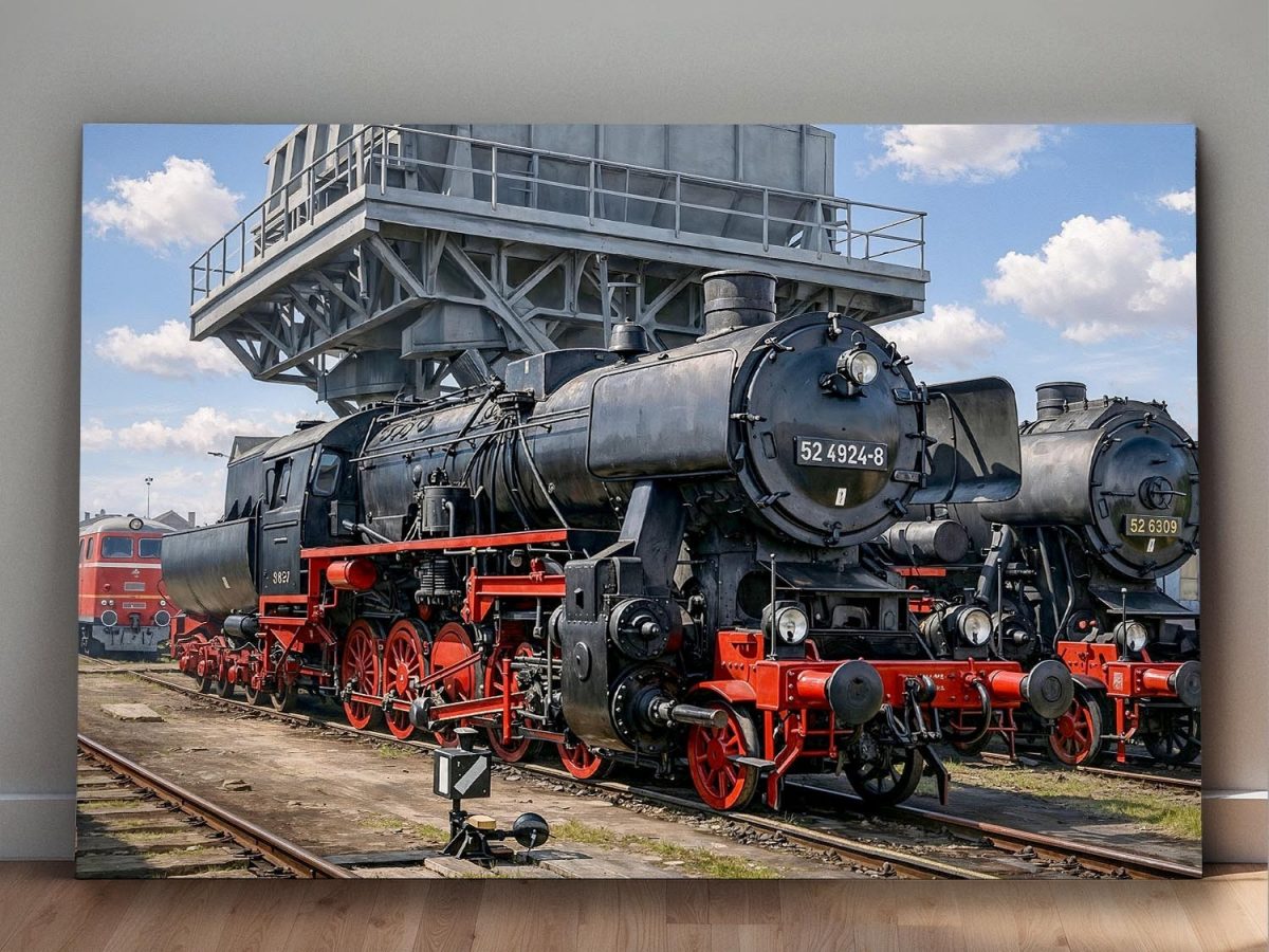 57-894.jpg Dampflok 52 4924 im Bw, Bild auf Leinwand