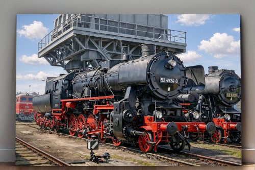 Dampflok 52 4924 im Bw, Bild auf Leinwand
