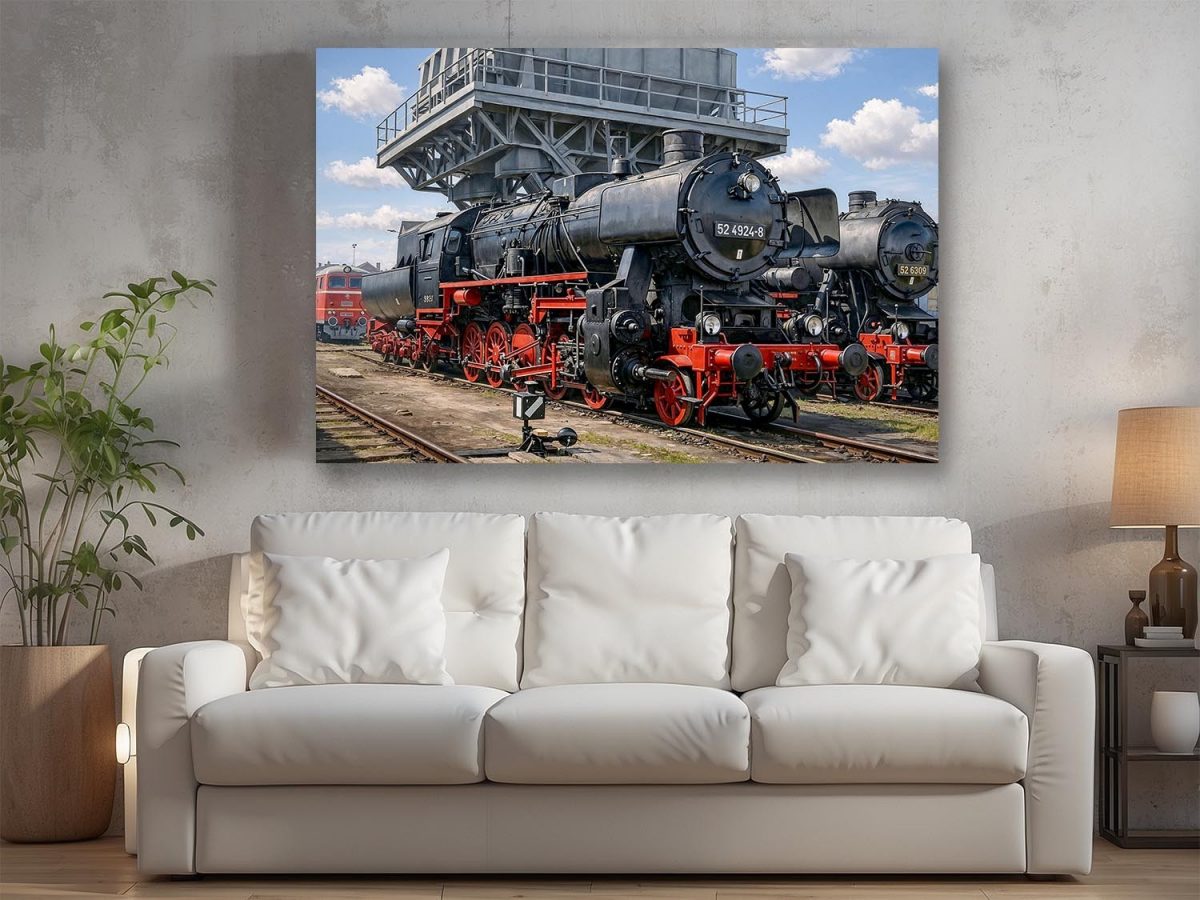 57-896.jpg Dampflok 52 4924 im Bw, Bild auf Leinwand