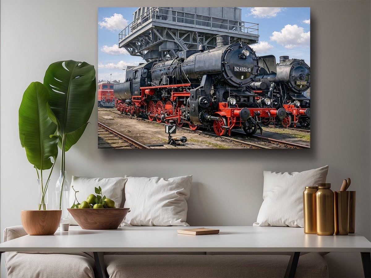 57-898.jpg Dampflok 52 4924 im Bw, Bild auf Leinwand