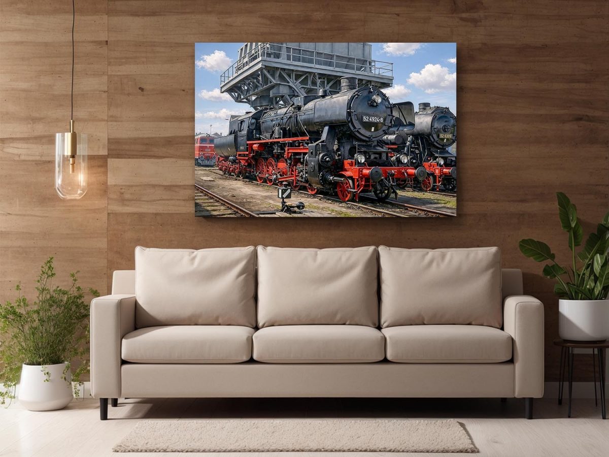 57-901.jpg Dampflok 52 4924 im Bw, Bild auf Leinwand