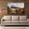 57-921.jpg Dampflok mit Güterzug auf einer Brücke - Bild auf Leinwand, Damflokzeit